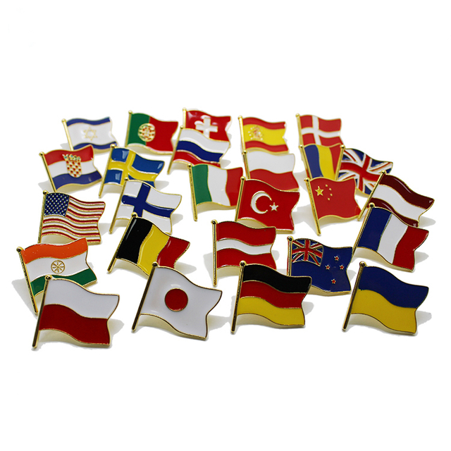 Spilla da bavero con bandiera nazionale in metallo smaltato morbido