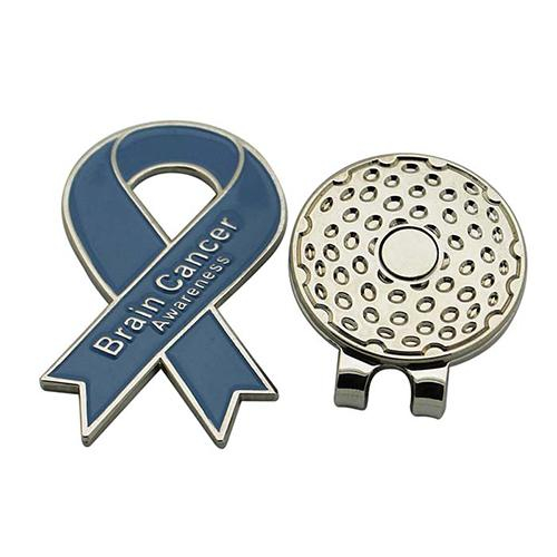 Clip per cappello da golf in smalto morbido con nastro cancro con logo personalizzato