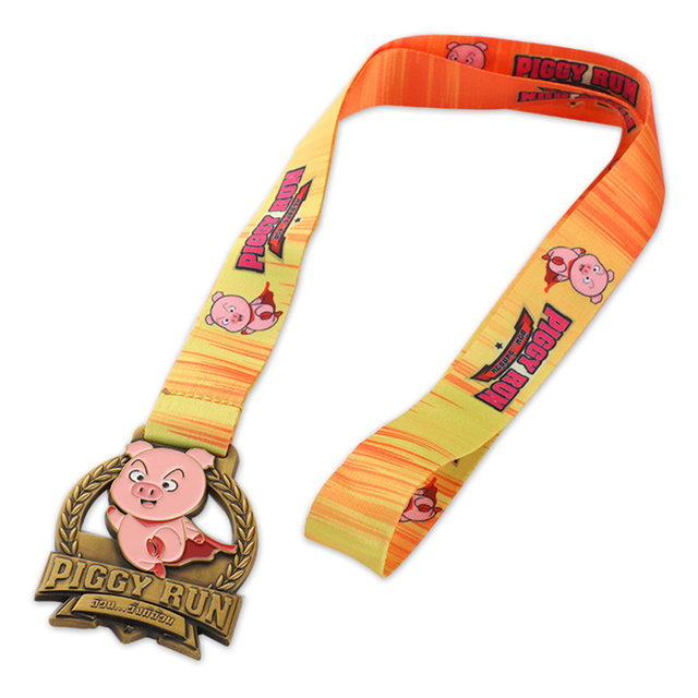 Medaglie d'oro personalizzate per la corsa campestre Piggy Run degli Stati Uniti